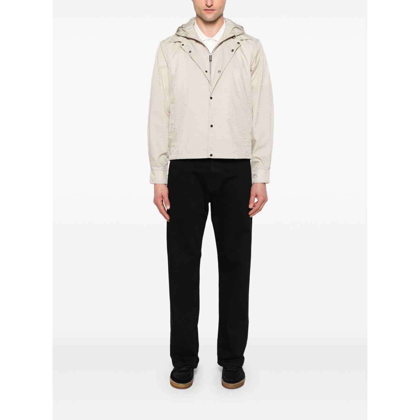 Emporio Armani Blouson with internal nylon bib jacquard all-over lettering Jackets Emporio Armani White Smoke