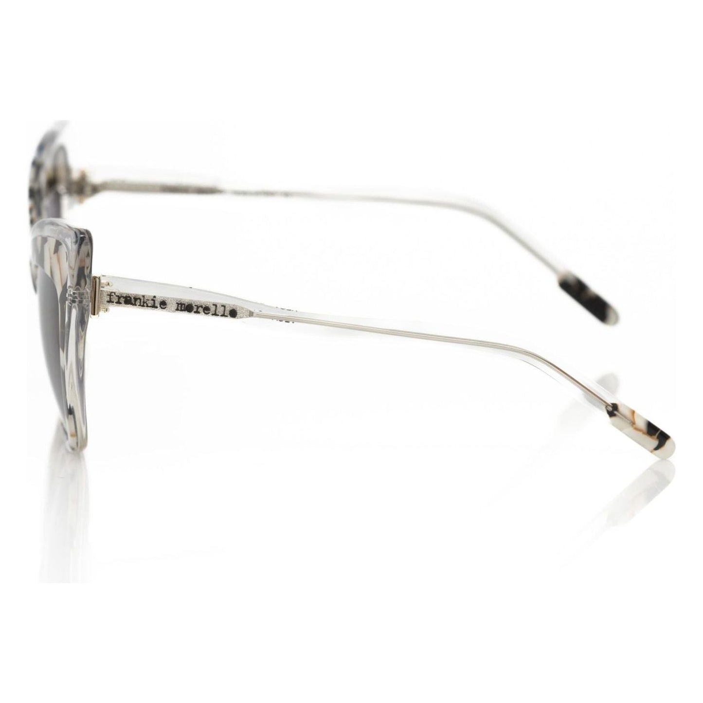 Frankie Morello Black Acetate Women Sunglass Frankie Morello Light Gray