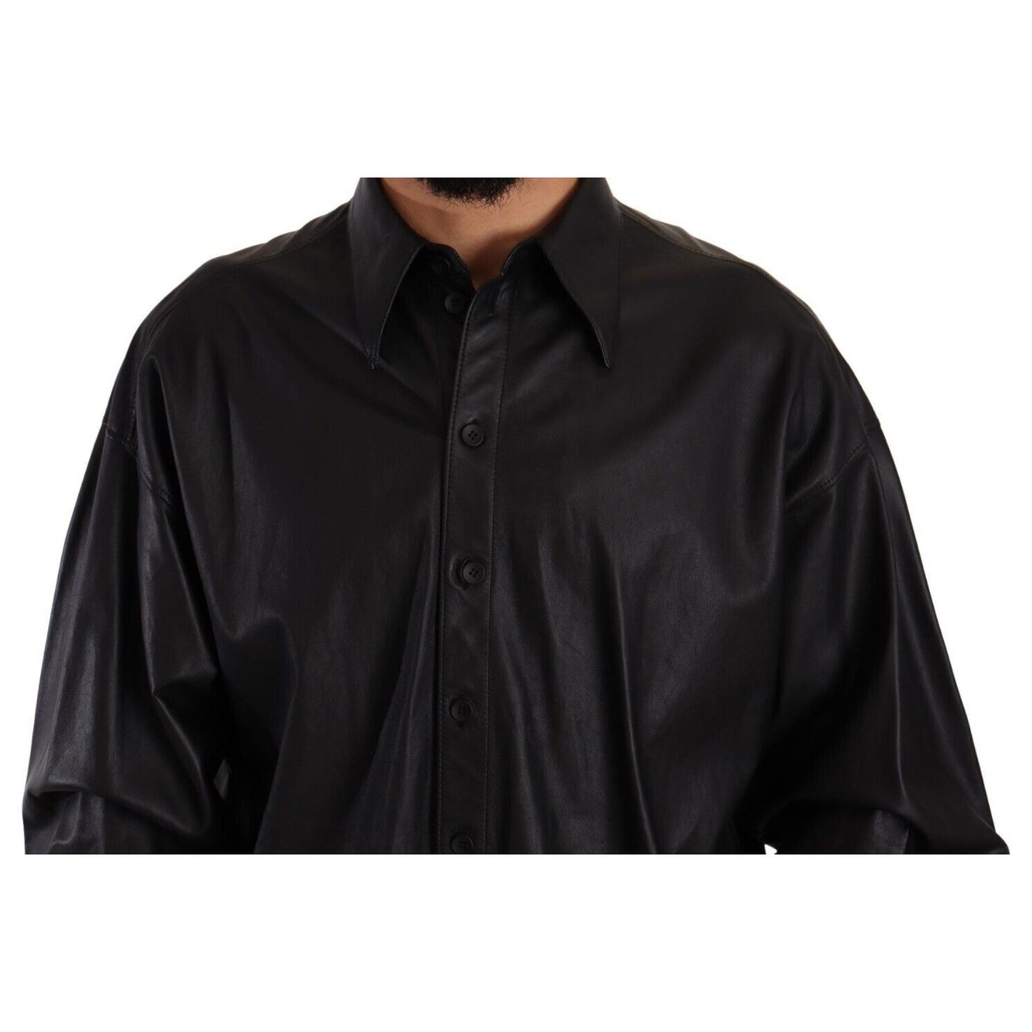 Dolce & Gabbana Elegant Black Leather Jacket Dolce & Gabbana Black