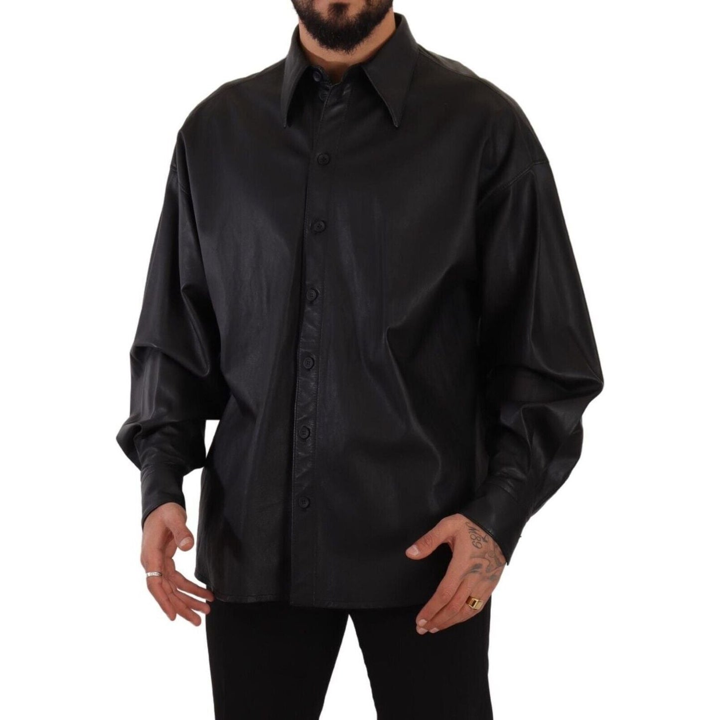 Dolce & Gabbana Elegant Black Leather Jacket Dolce & Gabbana Black