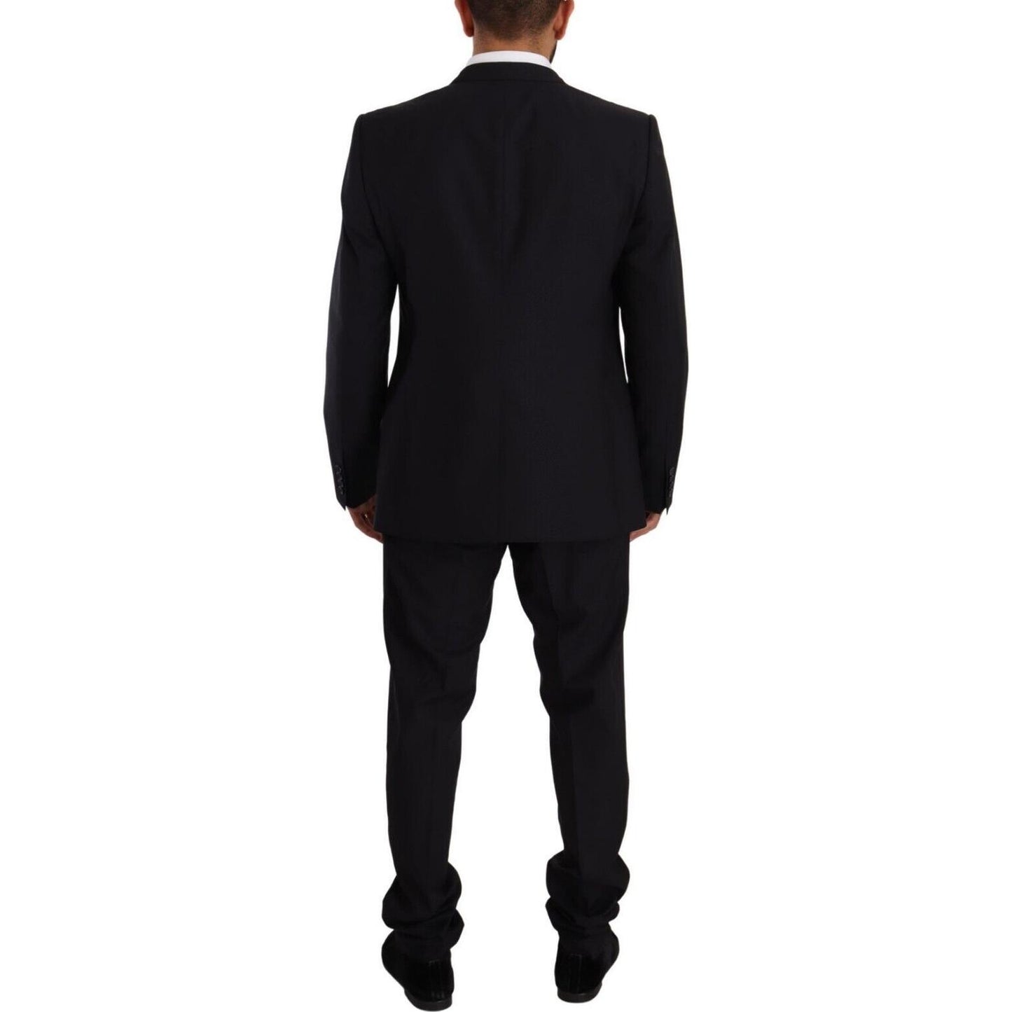 Dolce & Gabbana Elegant Navy Slim Fit Wool Silk Two-Piece Suit Dolce & Gabbana Black