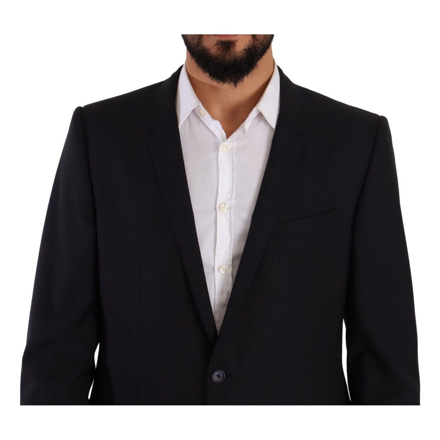 Dolce & Gabbana Elegant Navy Slim Fit Wool Silk Two-Piece Suit Dolce & Gabbana Black