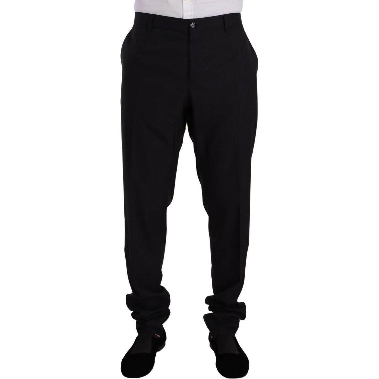 Dolce & Gabbana Elegant Navy Slim Fit Wool Silk Two-Piece Suit Dolce & Gabbana Black