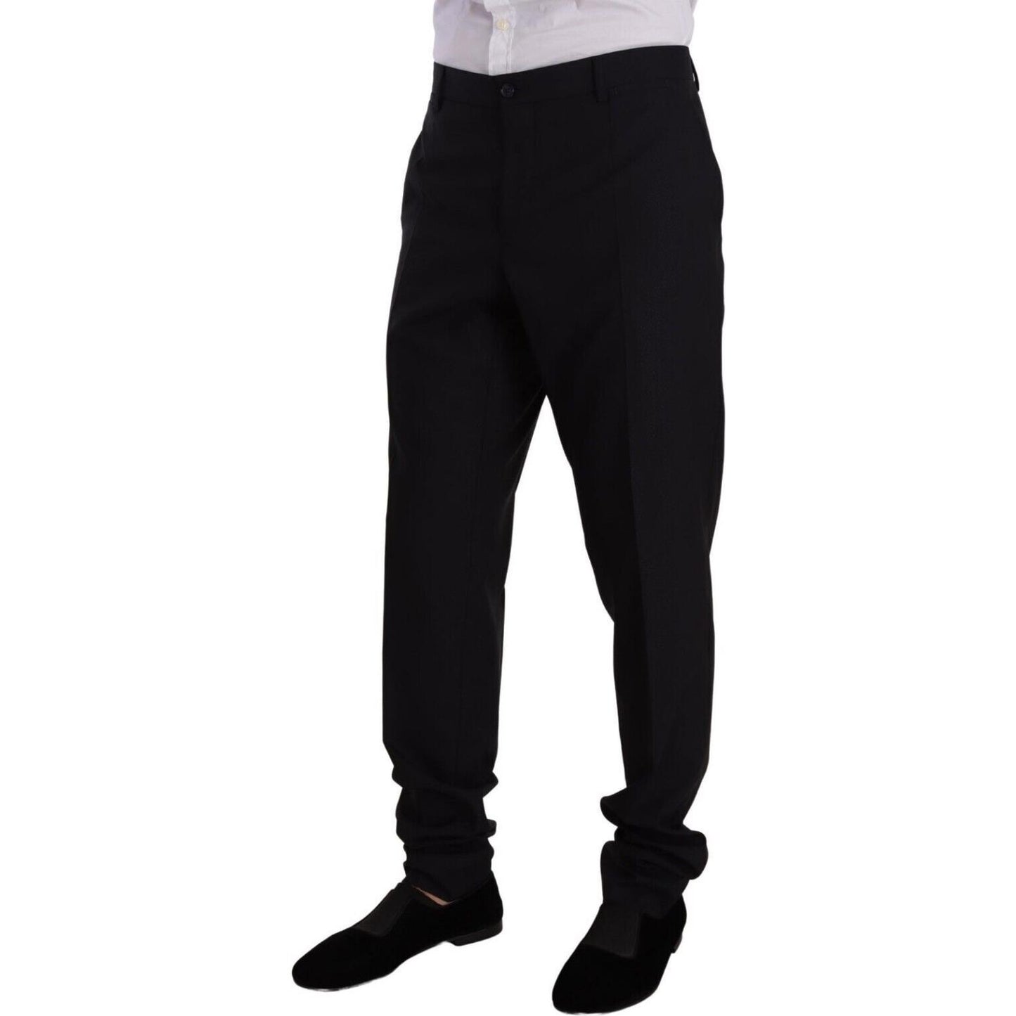 Dolce & Gabbana Elegant Navy Slim Fit Wool Silk Two-Piece Suit Dolce & Gabbana Black