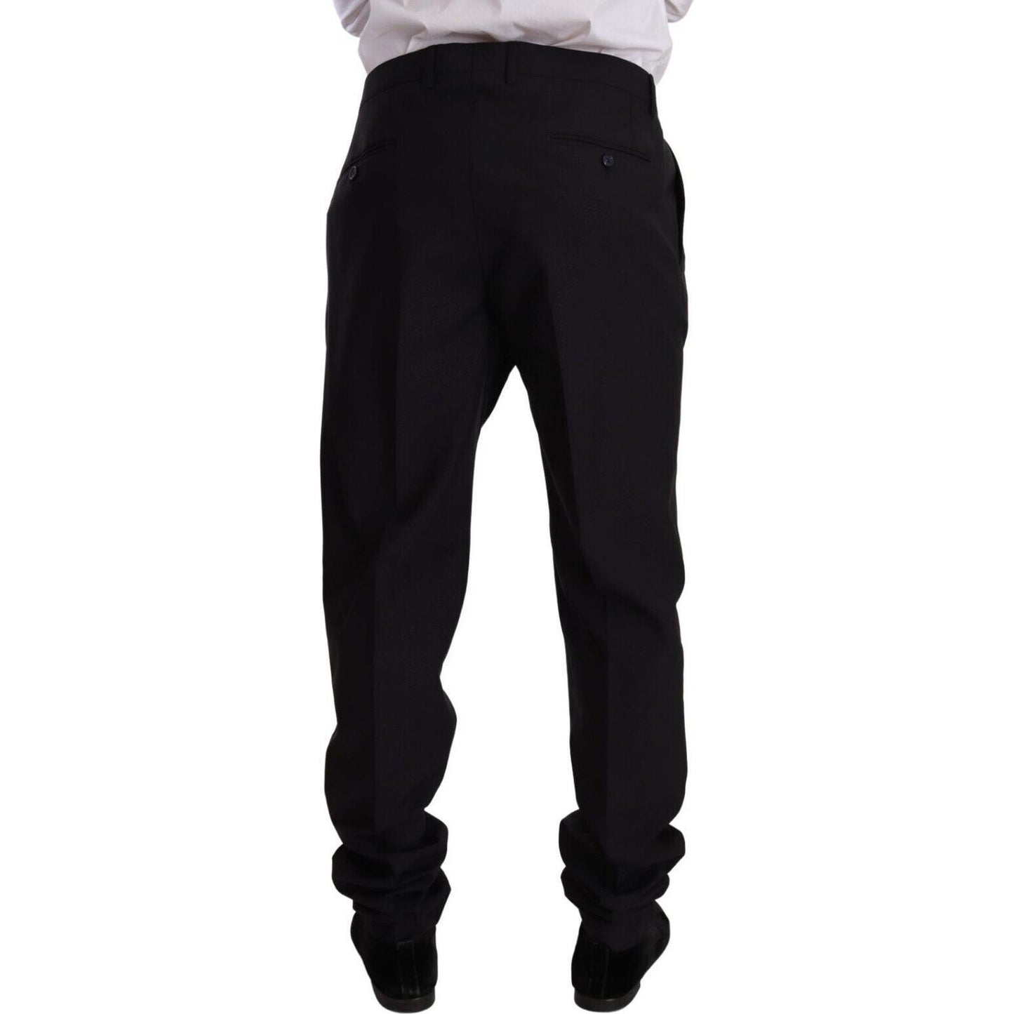 Dolce & Gabbana Elegant Navy Slim Fit Wool Silk Two-Piece Suit Dolce & Gabbana Black