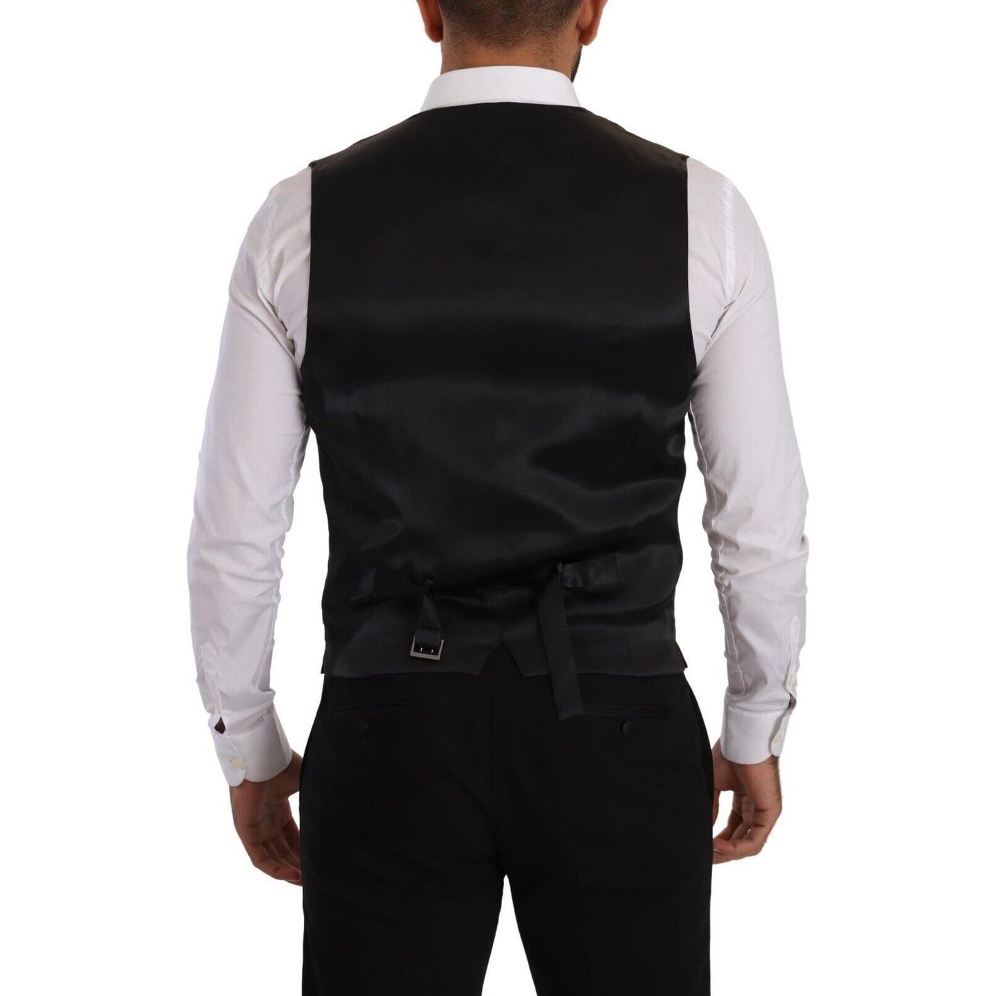 Dolce & Gabbana Elegant Striped Formal Dress Vest Dolce & Gabbana Gray