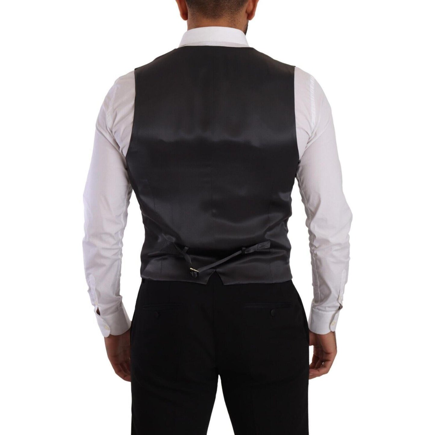 Dolce & Gabbana Gray Striped Double Breasted Waistcoat Vest TSH7592 - 48