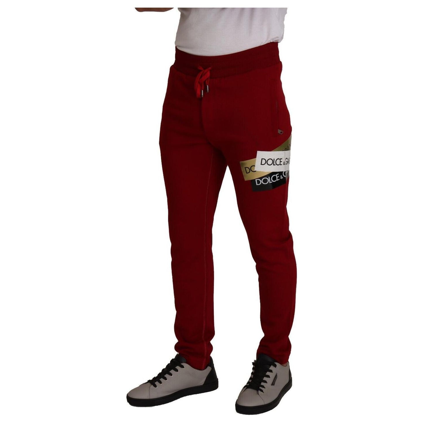 Dolce & Gabbana Elegant Red Jogging Pants with Drawstring Closure Dolce & Gabbana Dark Red