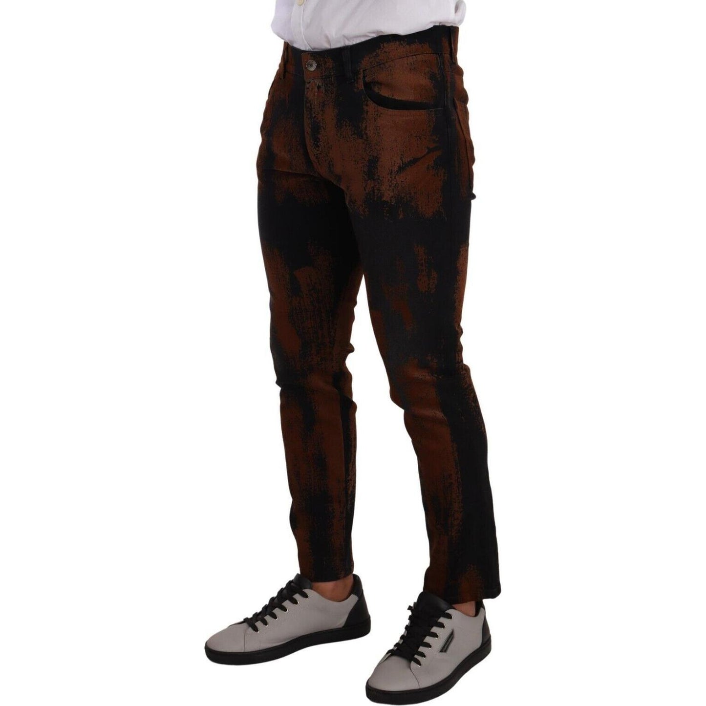 Dolce & Gabbana Black Brown Tie Dye Cotton Skinny Denim Jeans PAN72716 - 48