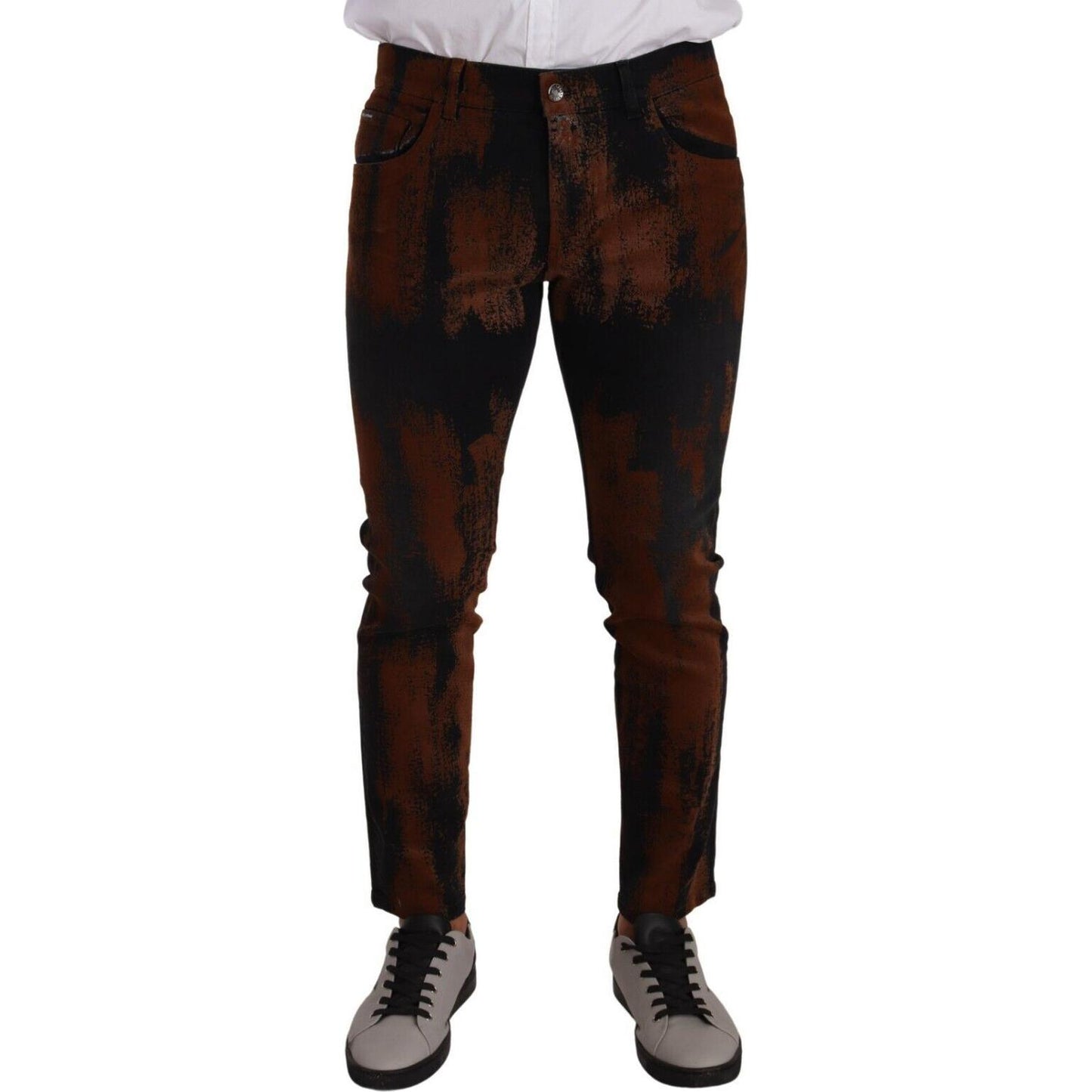 Dolce & Gabbana Black Brown Tie Dye Cotton Skinny Denim Jeans PAN72716 - 48