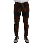 Dolce & Gabbana Black Brown Tie Dye Cotton Skinny Denim Jeans PAN72716 - 48