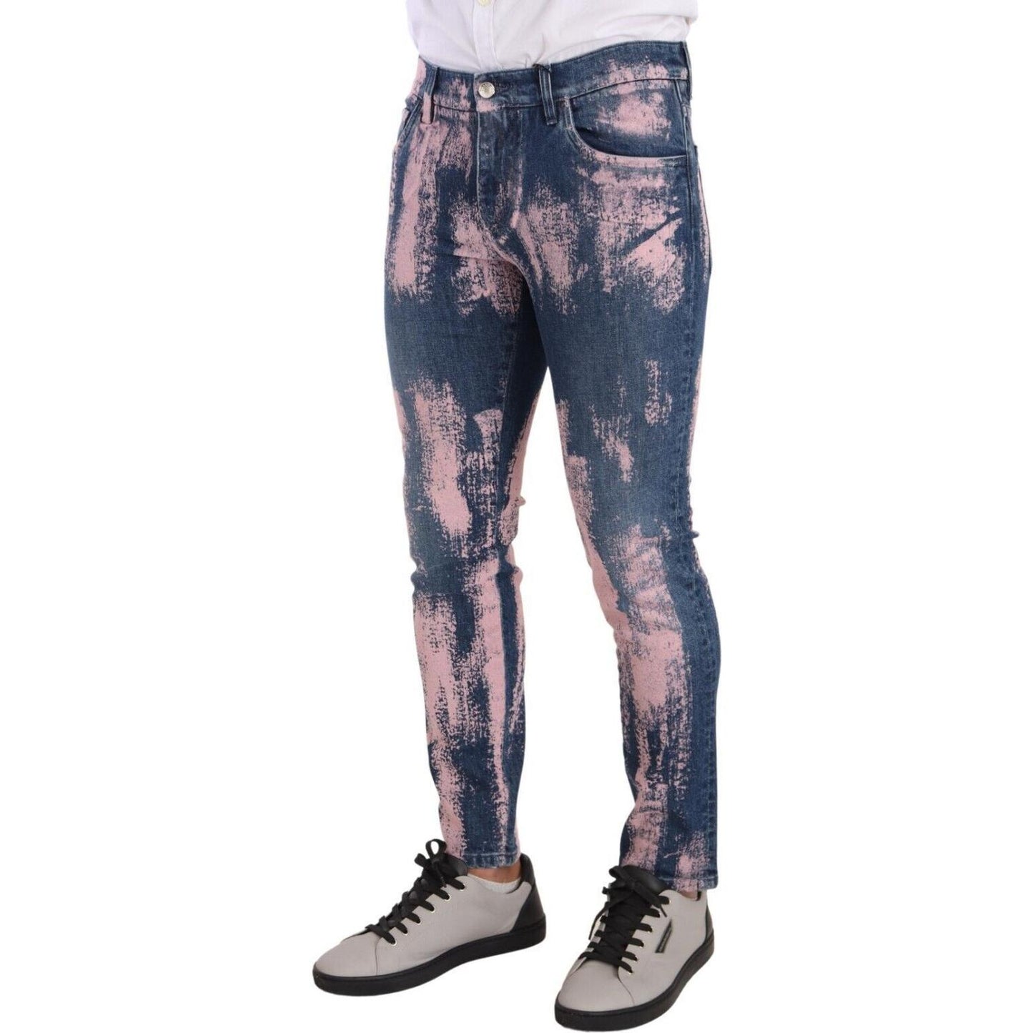 Dolce & Gabbana Elegant Skinny Slim Fit Denim Jeans in Tie Dye Dolce & Gabbana Dark Slate Gray