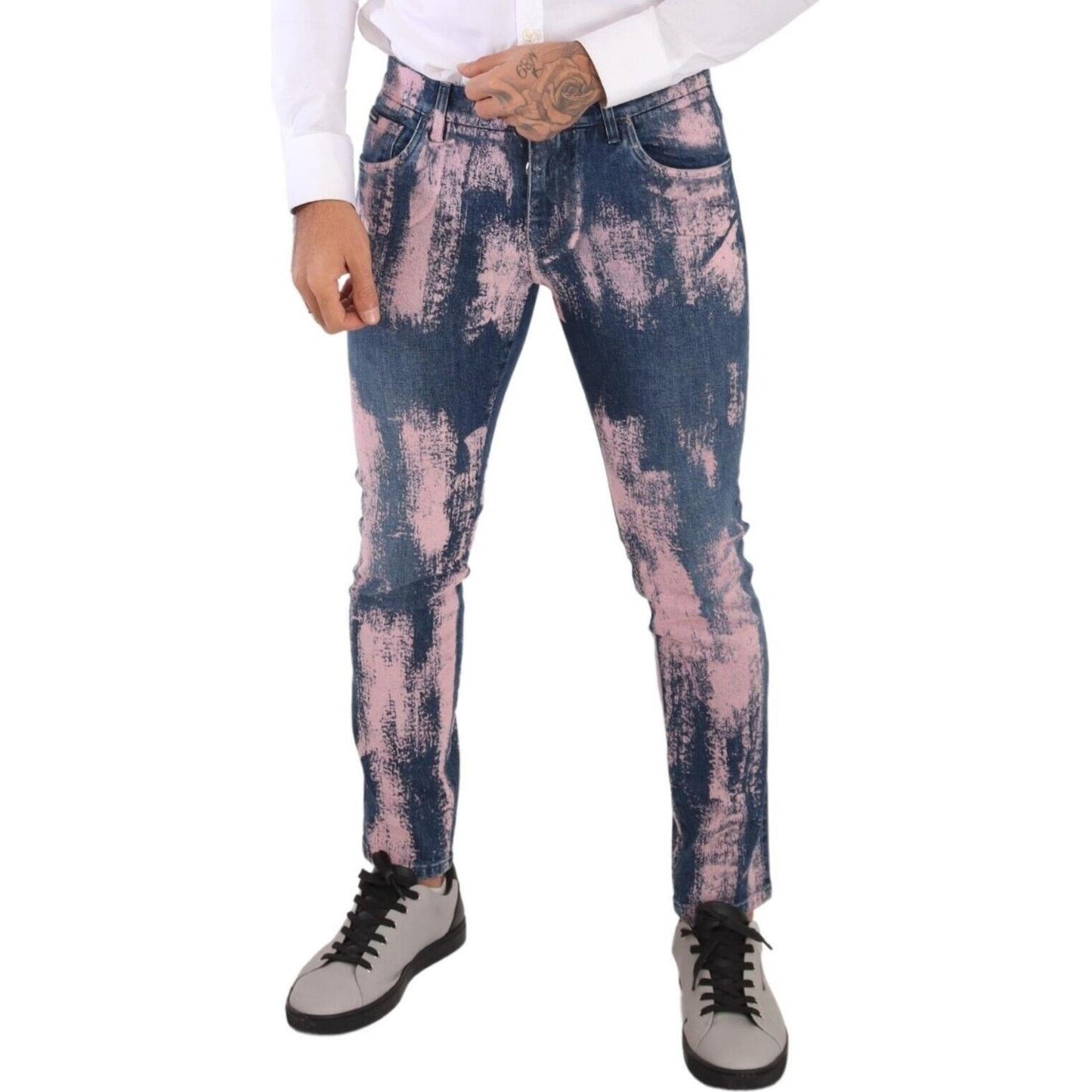 Dolce & Gabbana Elegant Skinny Slim Fit Denim Jeans in Tie Dye Dolce & Gabbana Dark Slate Gray