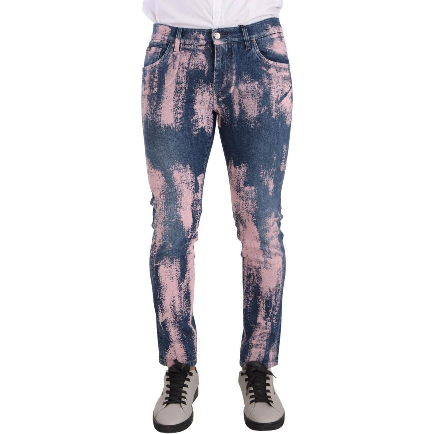 Dolce & Gabbana Elegant Skinny Slim Fit Denim Jeans in Tie Dye Dolce & Gabbana Dark Slate Gray