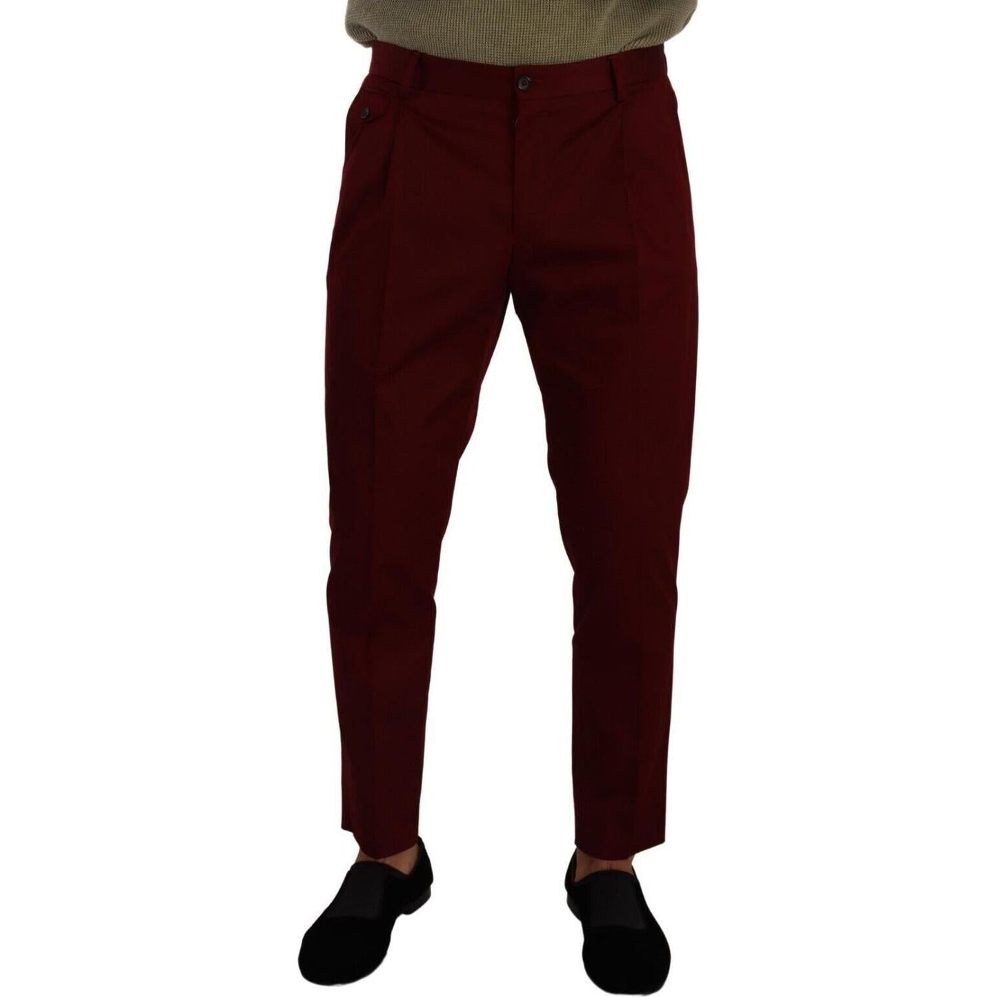 Dolce & Gabbana Elegant Dark Red Dress Chinos for Men Dolce & Gabbana Black