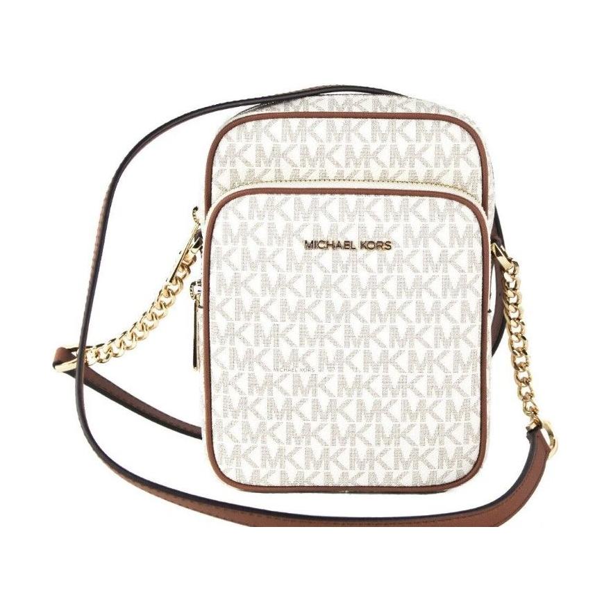 Michael Kors Jet Set Medium Vanilla PVC North South Chain Crossbody Handbag Michael Kors Beige