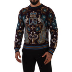 Dolce & Gabbana Bordeaux Cashmere DG Crown Embroidered Sweater TSH7493- 44