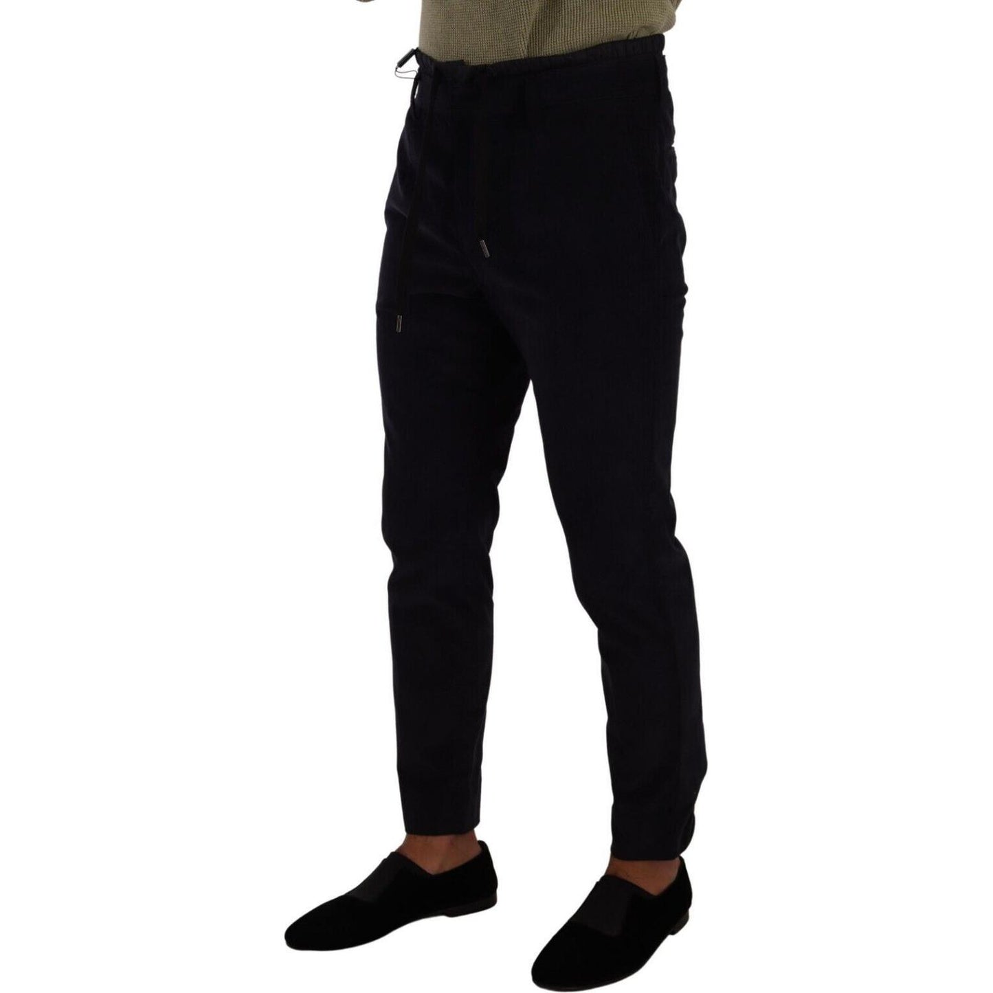 Dolce & Gabbana Blue Cotton Skinny Corduroy Trouser Pants