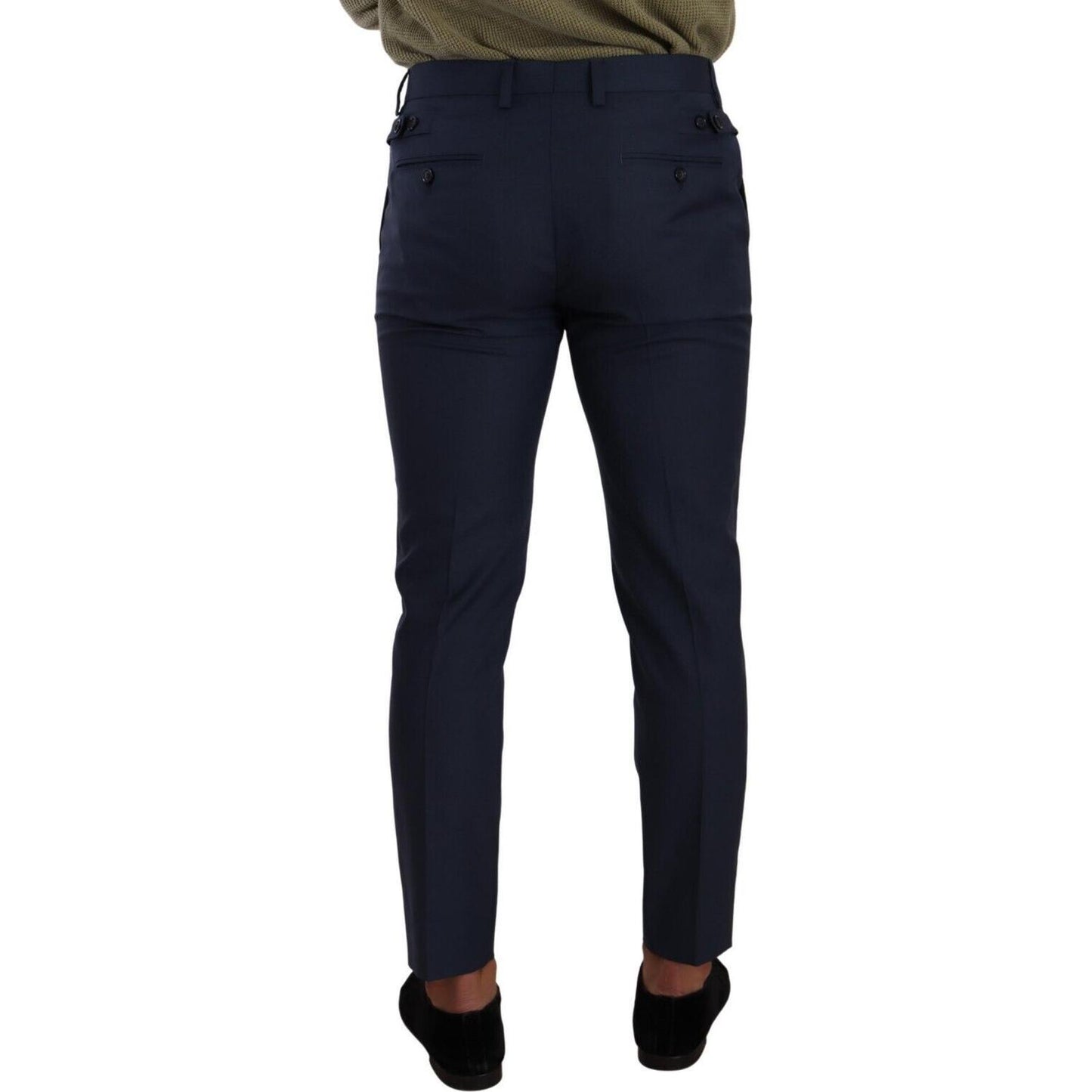 Dolce & Gabbana Dark Blue Wool Skinny Formal Dress Pants