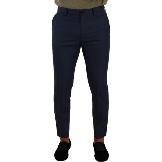 Dolce & Gabbana Dark Blue Wool Skinny Formal Dress Pants