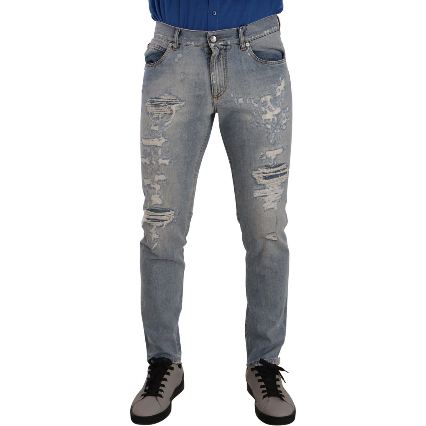 Dolce & Gabbana Elegant Light Blue Straight Denim Jeans Dolce & Gabbana Dim Gray