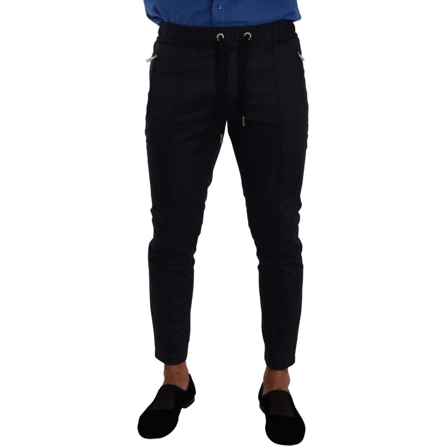Dolce & Gabbana Elegant Dark Blue Skinny Jogging Pants Dolce & Gabbana Black