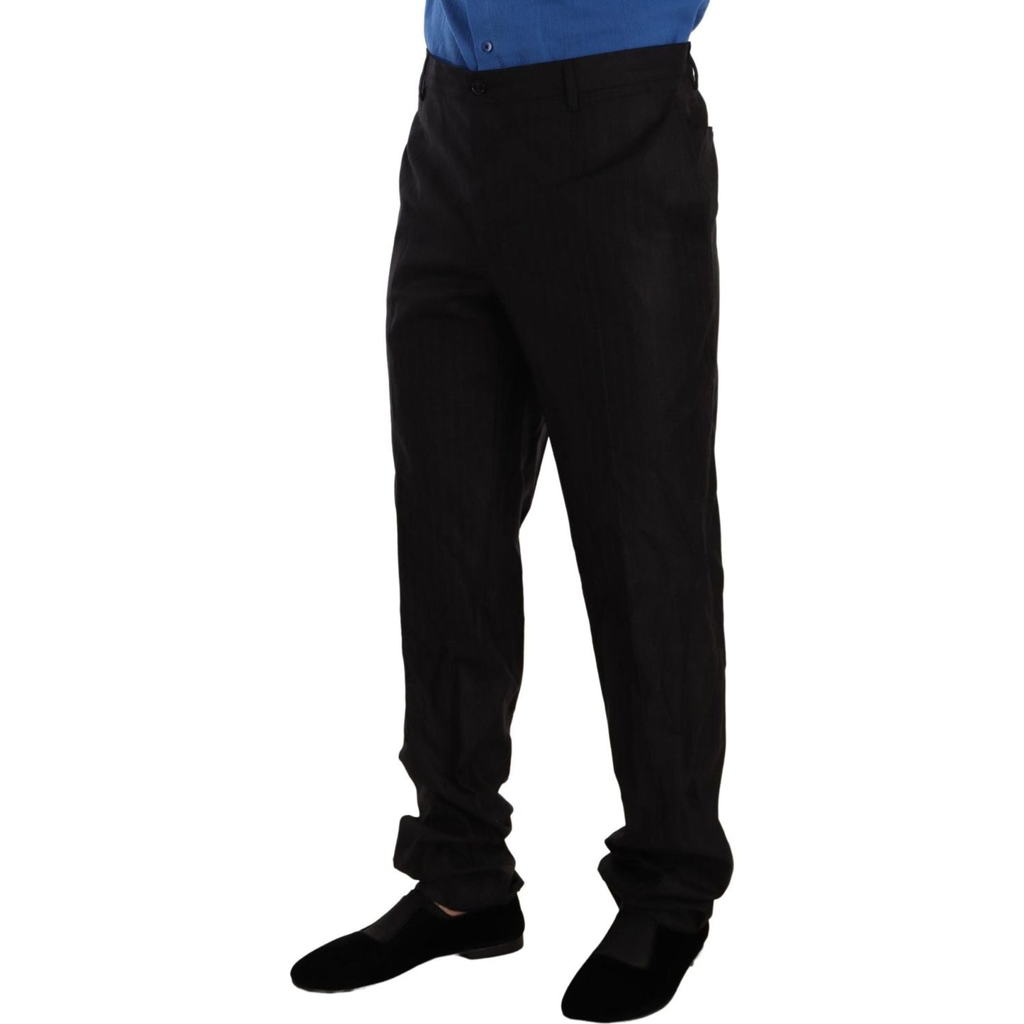 Dolce & Gabbana Elegant Striped Wool-Silk Dress Pants Dolce & Gabbana Black
