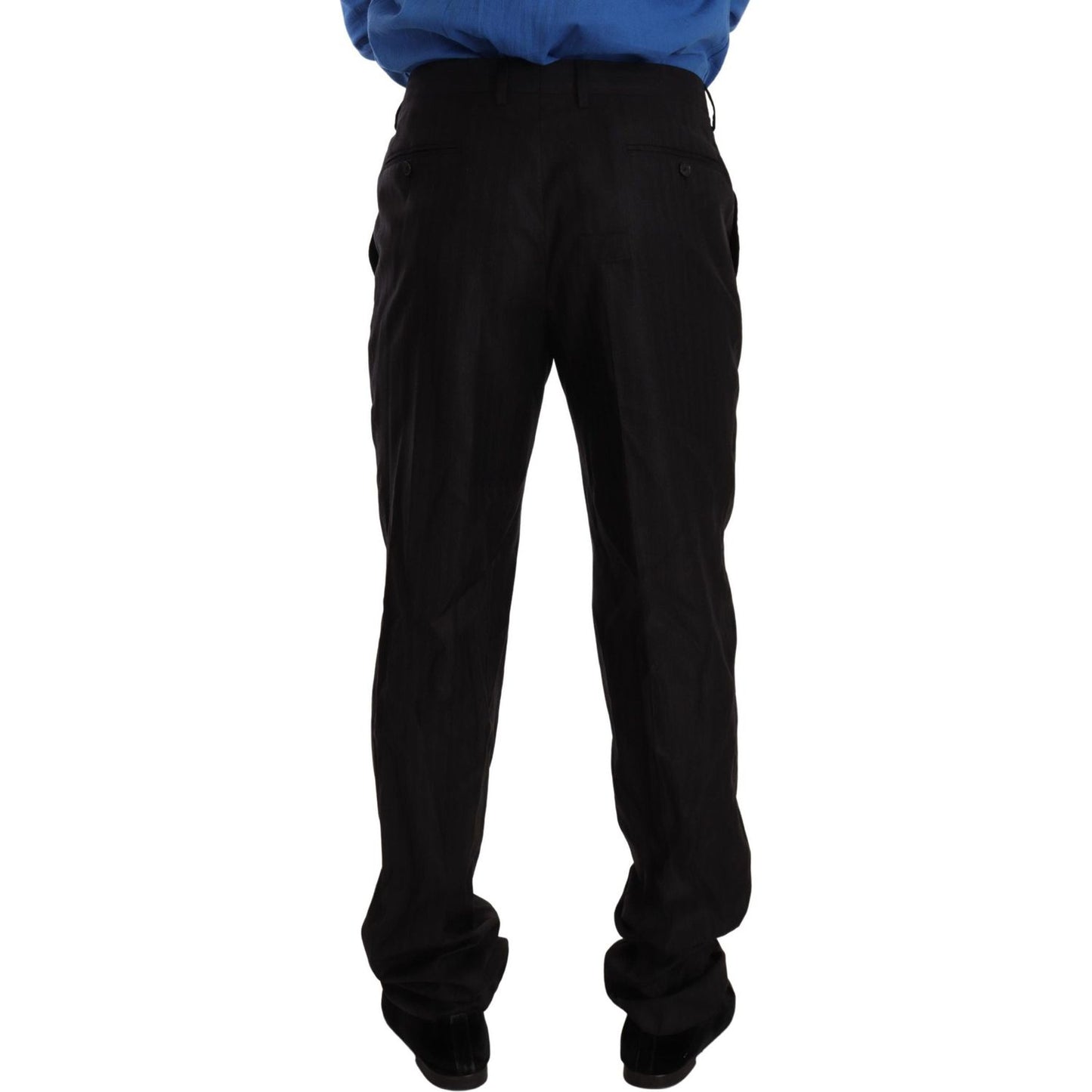 Dolce & Gabbana Elegant Striped Wool-Silk Dress Pants Dolce & Gabbana Black