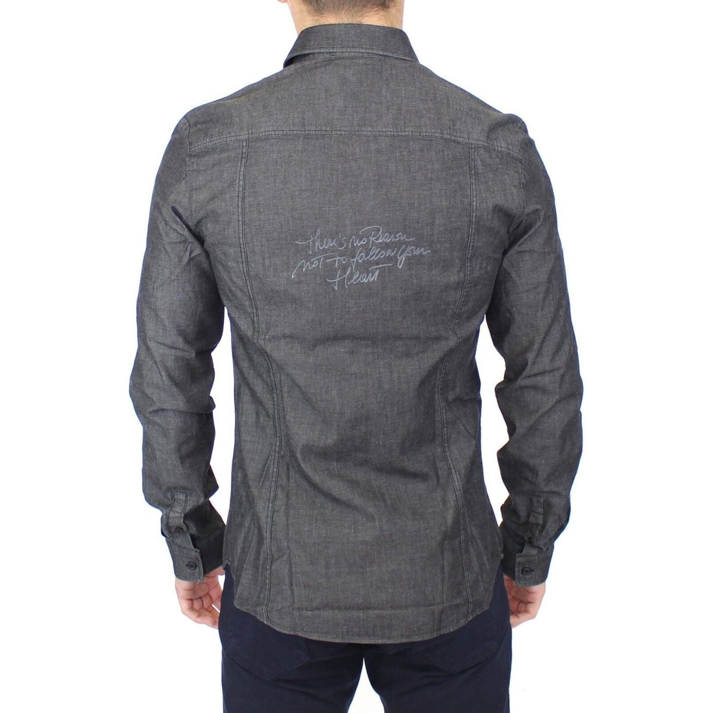 Ermanno Scervino Elegant Gray Stretch Denim Casual Shirt Ermanno Scervino Dim Gray