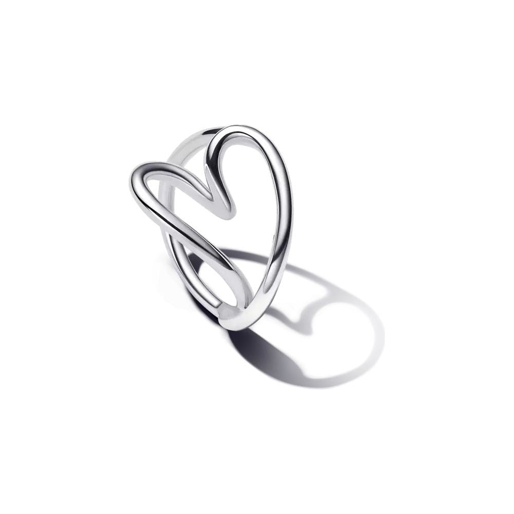 Silver heart-shaped PANDORA ring Mod. 193288C00-50, elegant and stylish jewelry piece.