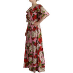 Dolce & Gabbana Pink Floral Silk Stretch Gown Maxi Dress DR28631- 40