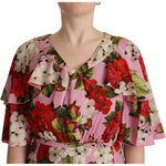 Dolce & Gabbana Pink Floral Silk Stretch Gown Maxi Dress DR28631- 40