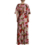 Dolce & Gabbana Pink Floral Silk Stretch Gown Maxi Dress DR28631- 40
