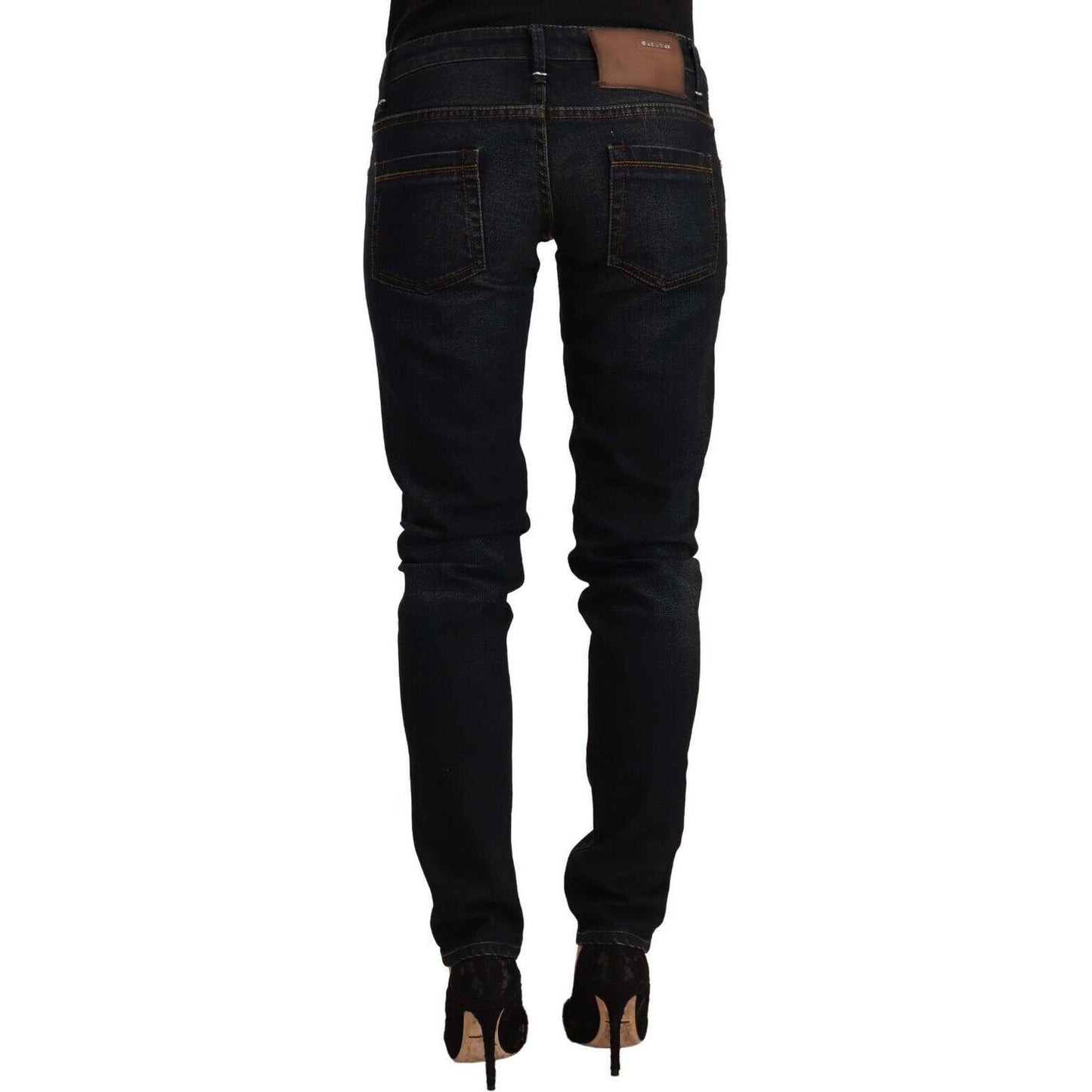 Acht Black Washed Cotton Low Waist Slim Fit Denim Jeans PAN71235 - 26