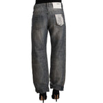 Acht Gray Washed Ramie Straight Denim Folded Hem Jeans PAN71248 - 26