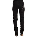 Just Cavalli Black Mid Waist Embellished Skinny Jeans PAN72207 - 26