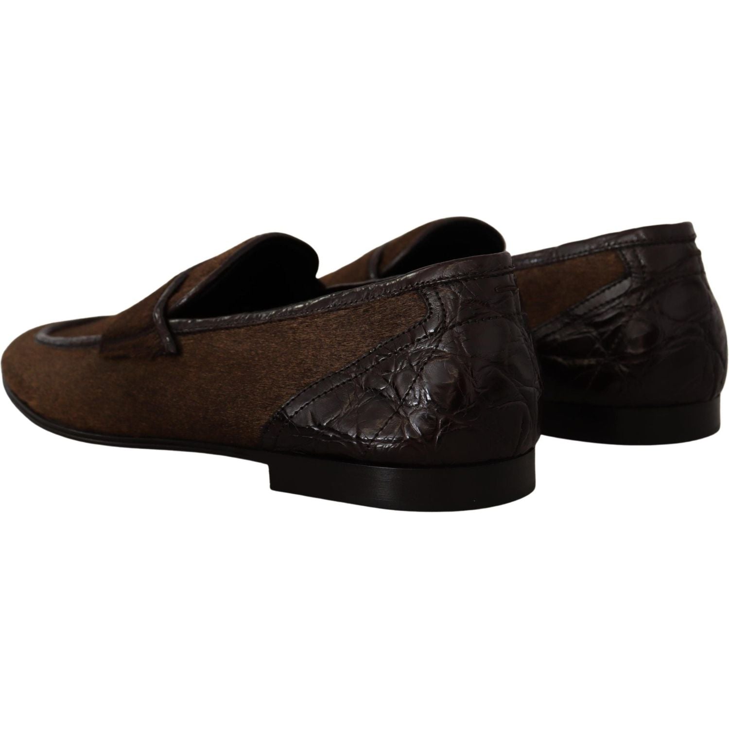 Dolce & Gabbana Shoes Dress Loafers Brown Leather Slip Shoes