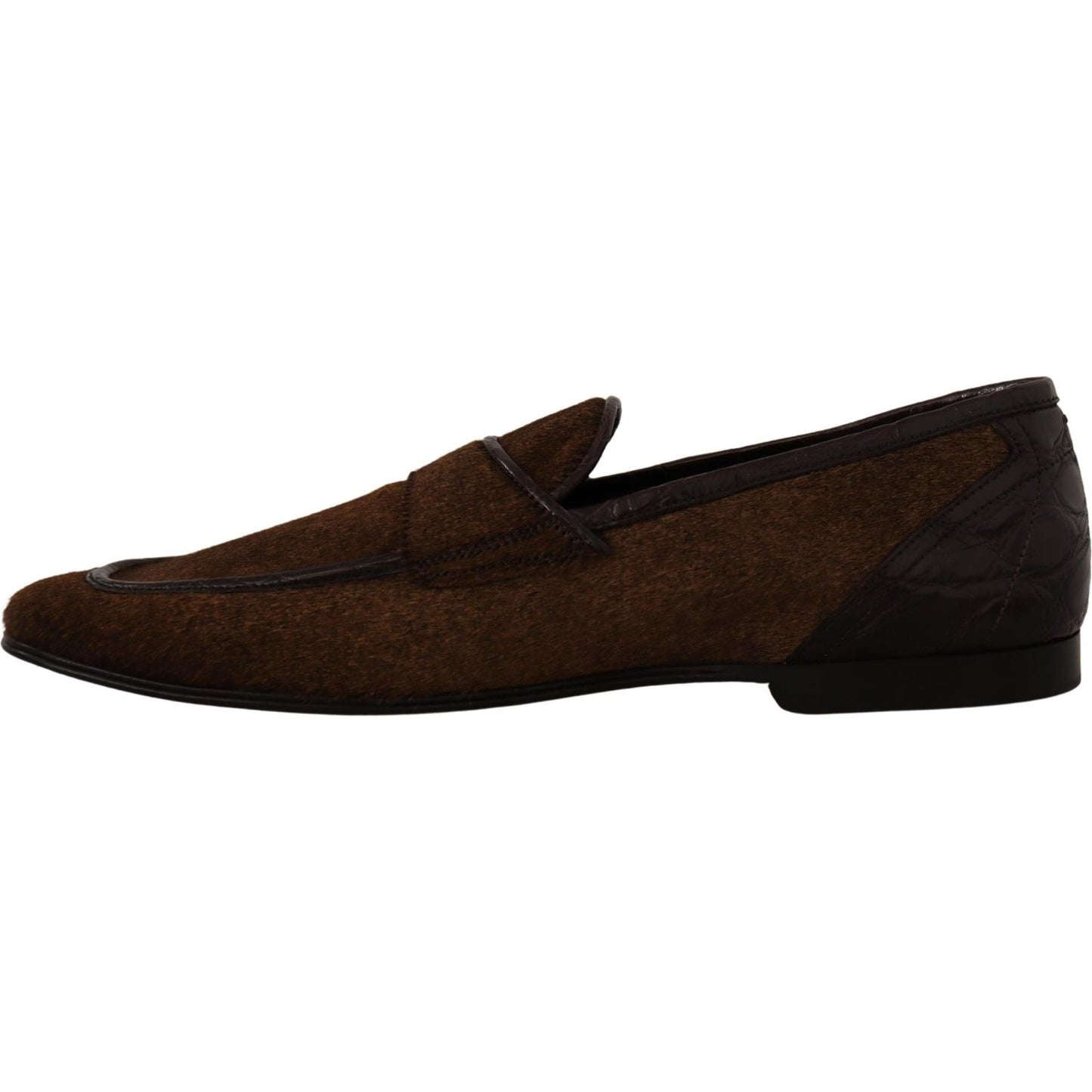 Dolce & Gabbana Shoes Dress Loafers Brown Leather Slip Shoes