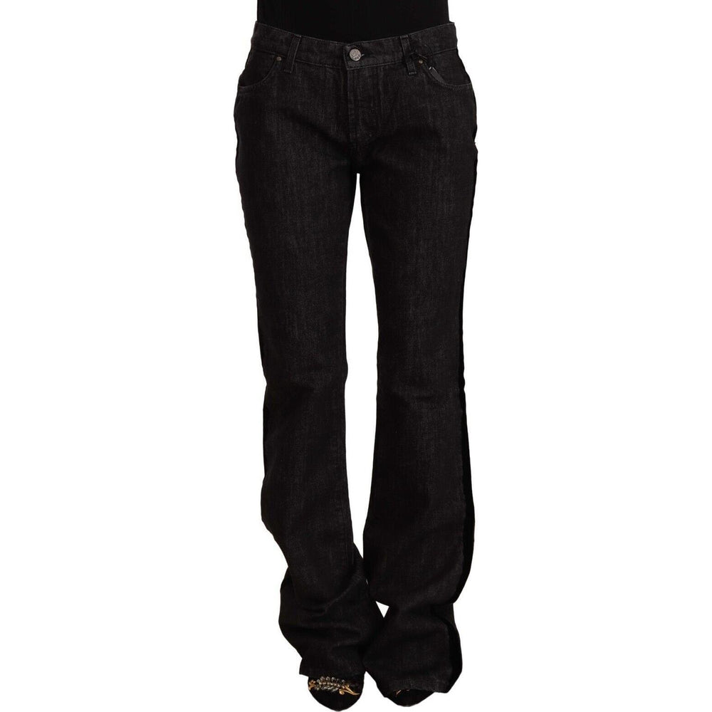 GF Ferre Black Mid Waist Cotton Denim Straight Boot Cut Jeans PAN72216 - 28