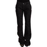 GF Ferre Black Mid Waist Cotton Denim Straight Boot Cut Jeans PAN72216 - 28