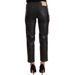 John Galliano Black Glittered Mid Waist Cotton Cropped Pants PAN72217 - 40