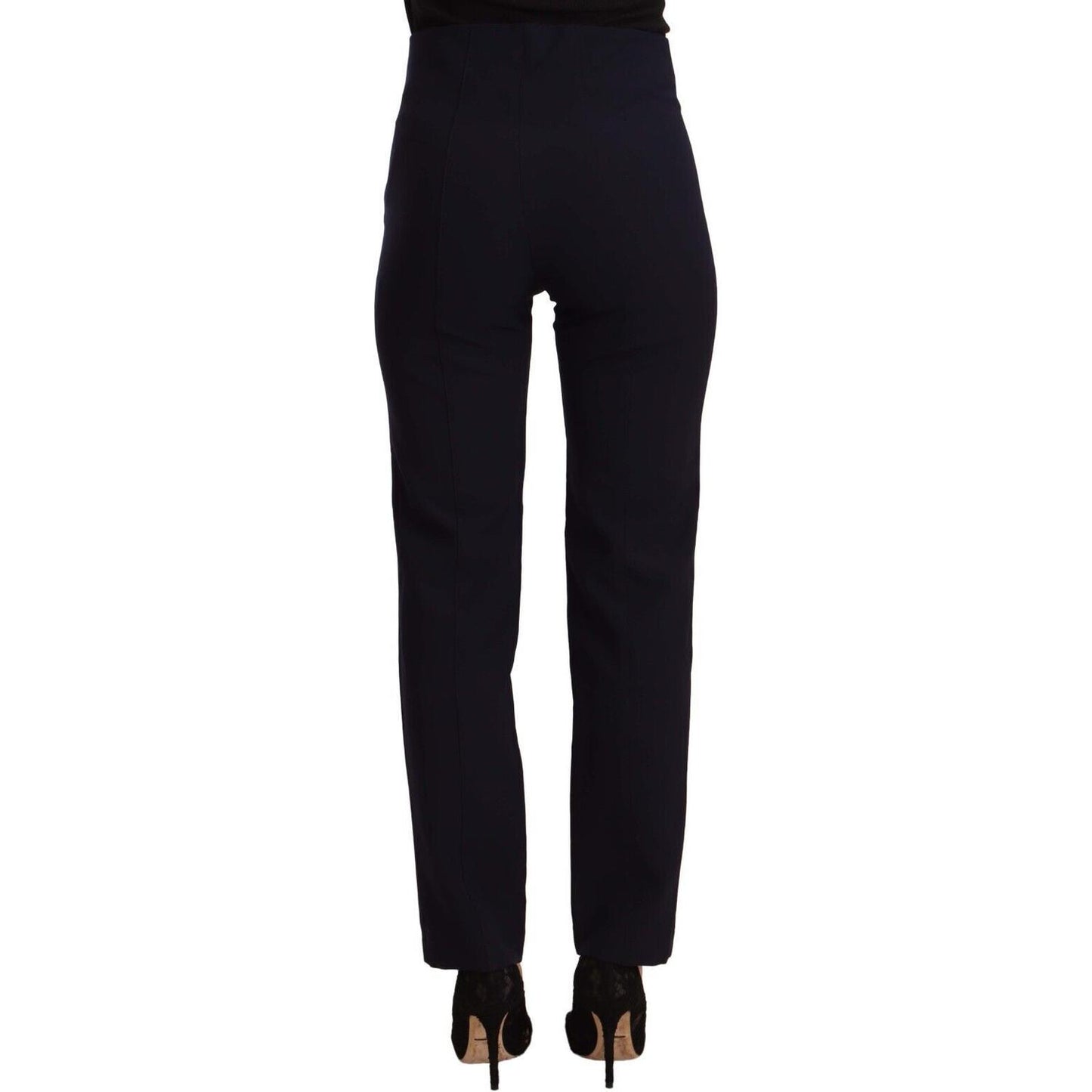 AGLINI Black High Waist Polyester Women Straight Pants PAN72456 - 40