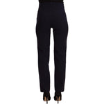 AGLINI Black High Waist Polyester Women Straight Pants PAN72456 - 40