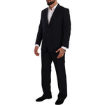 Domenico Tagliente Blue Polyester Single Breasted Formal Suit KOS1948 - 49