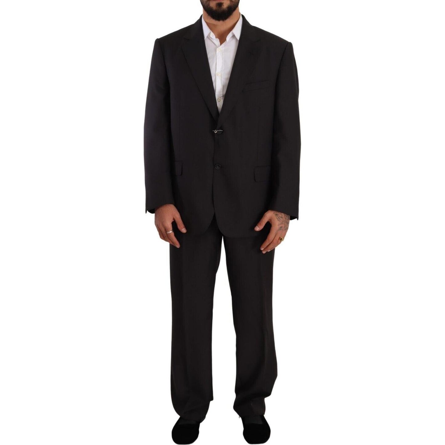 Domenico Tagliente Gray Polyester Single Breasted Formal Suit KOS1967 - 55
