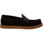 Dolce & Gabbana Elegant Suede Crocodile Loafers in Brown Dolce & Gabbana Black
