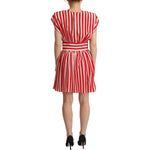 Dolce & Gabbana Red White Stripes Silk Mini A-line Dress DR28619 - 40