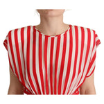 Dolce & Gabbana Red White Stripes Silk Mini A-line Dress DR28619 - 40