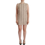 Dolce & Gabbana Beige Checkered Sleeveless Mini Shift Dress DR28615 - 40