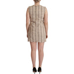 Dolce & Gabbana Beige Checkered Sleeveless Mini Shift Dress DR28615 - 40
